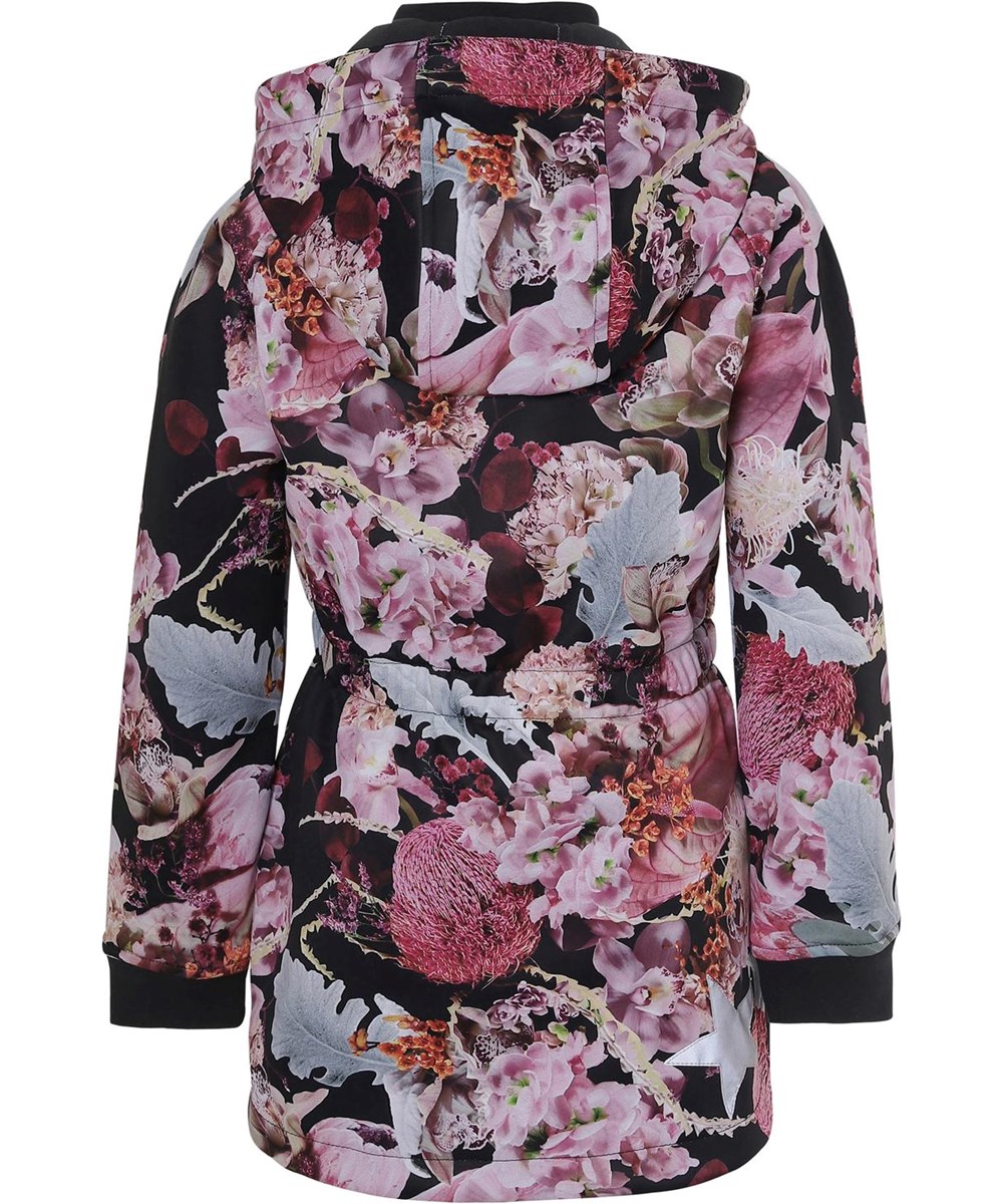 Hillary - Bouquet - Blomstret softshell jakke med hætte