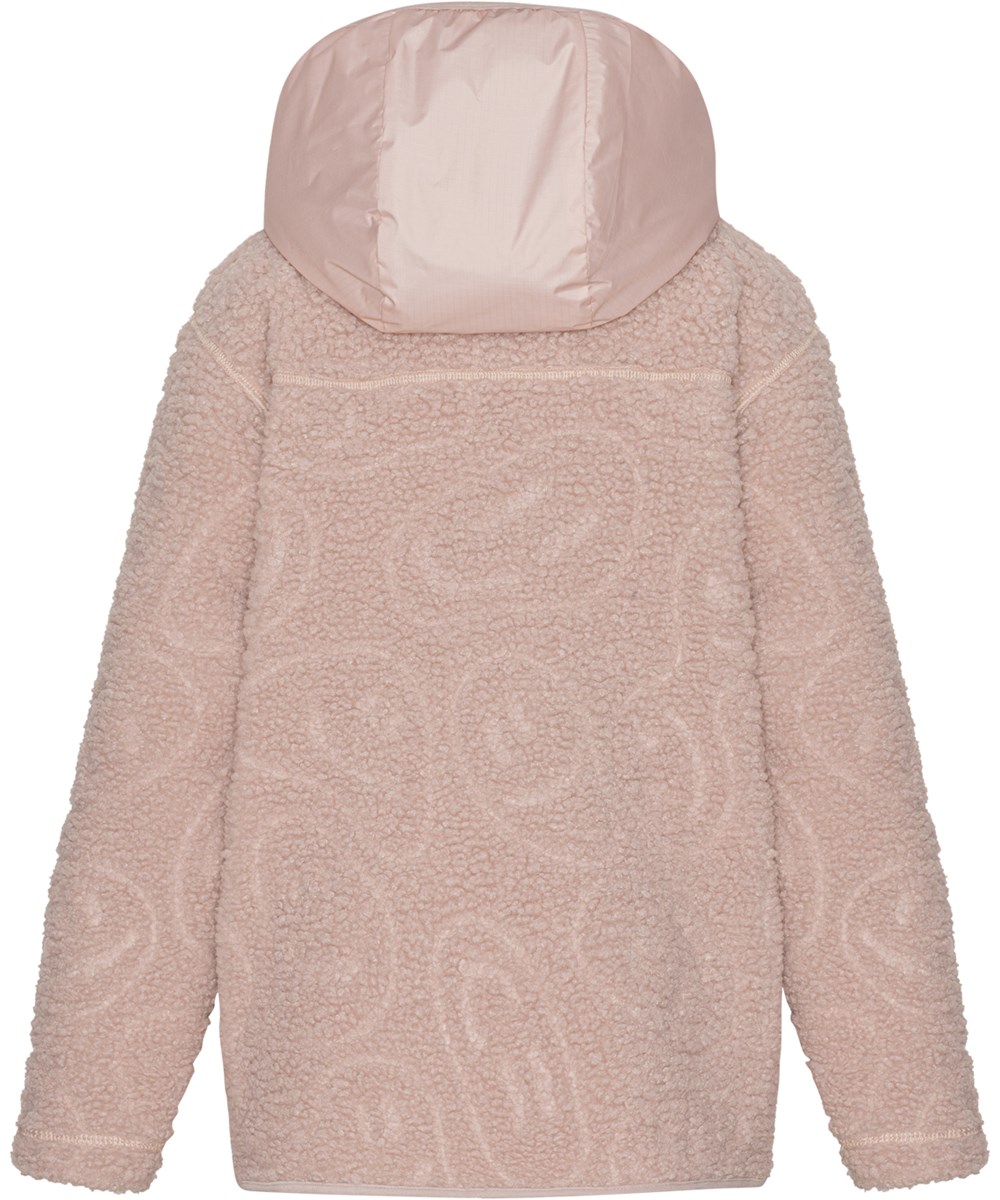 Uberto - Soft Mushroom - Lyserød fleecejakke med hætte i 100% genanvendt polyester