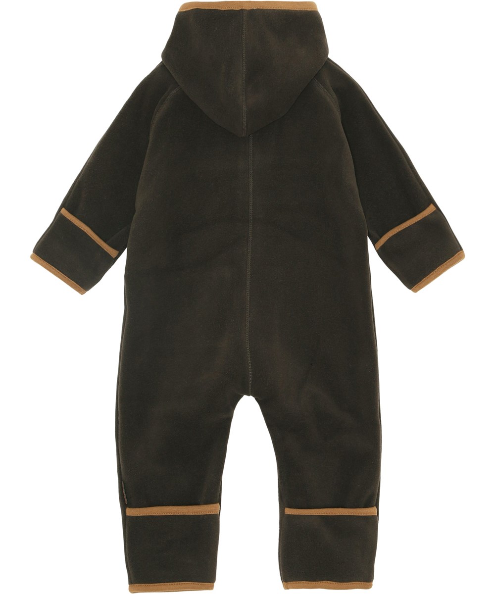 Udo - Deep Oak - Recycled mørkebrun baby fleecedragt 