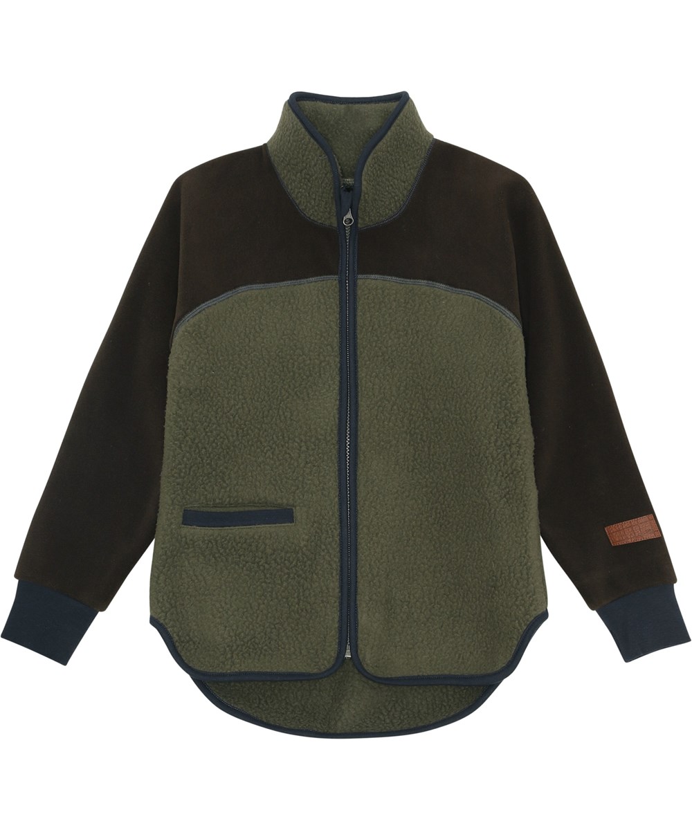 Ulani - Forest Block - Grøn og brun recycled fleecejakke