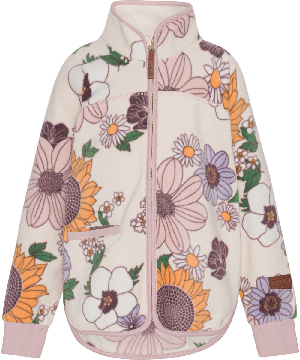 Ulani - Retro Bloom - Blomstret fleecejakke med lynlås i 100% genanvendt polyester