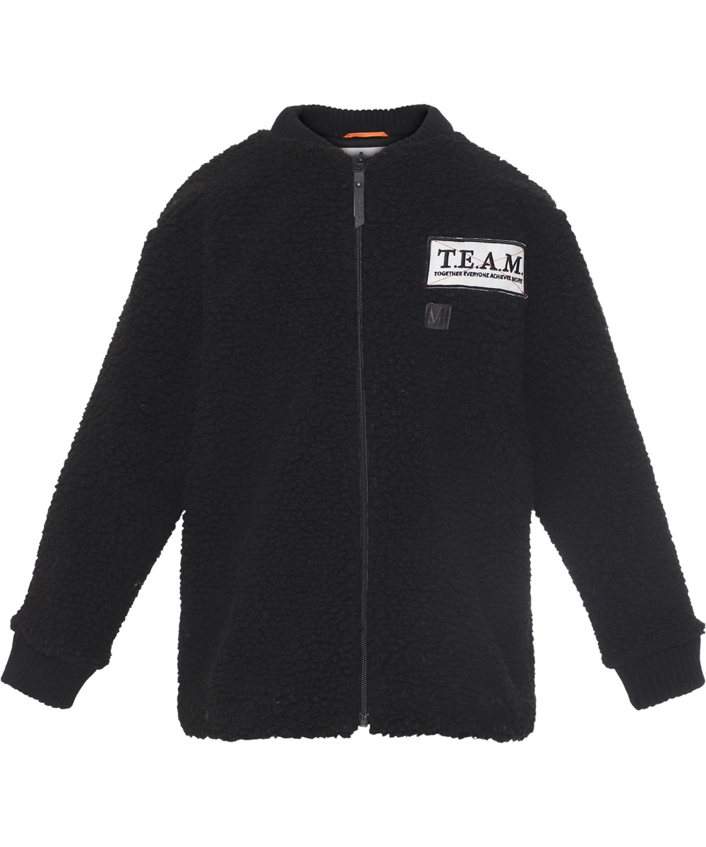 Ulasas - Black - Sort fleecejakke med team
