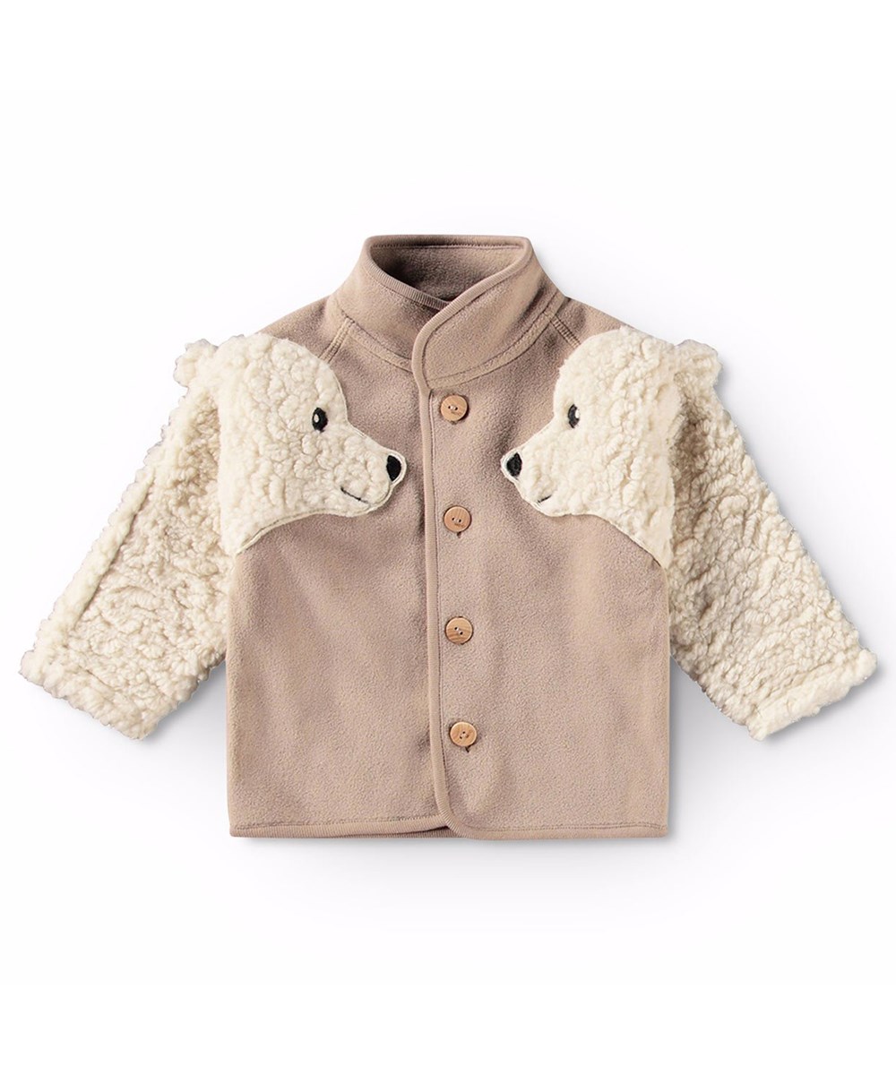 Uli - Mocha - Beige babyjakke i fleece med isbjørneærmer