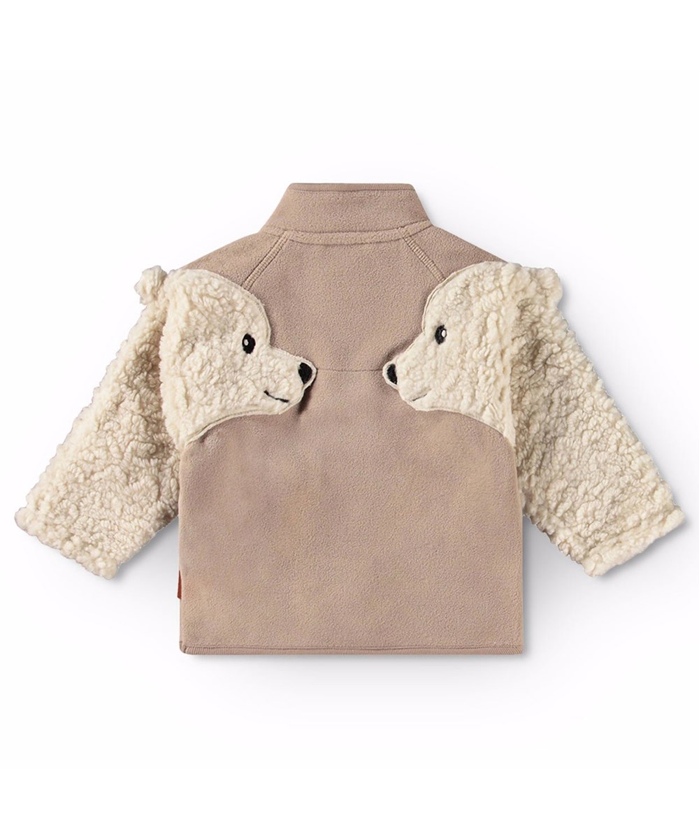 Uli - Mocha - Beige babyjakke i fleece med isbjørneærmer