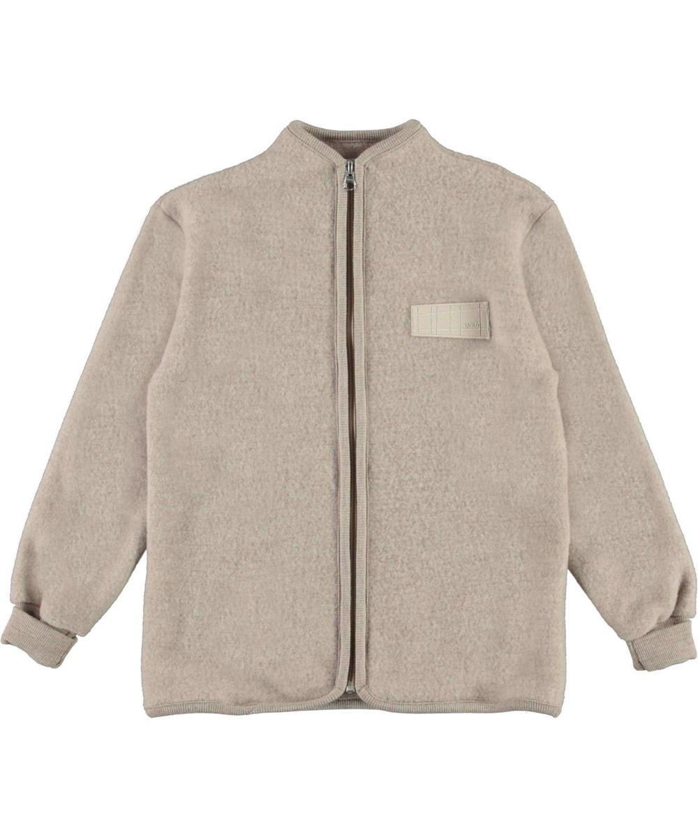 Umbat - Moon Sand - beige jakke i uld med lynlås lukning