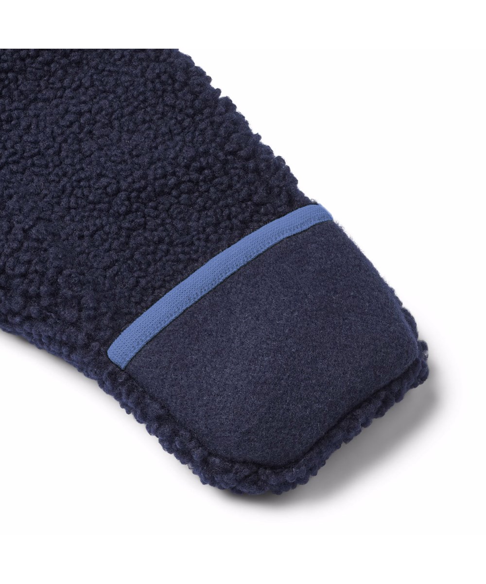 Umeko - Dark Night - Mørkeblå babydragt i fleece med bamseører