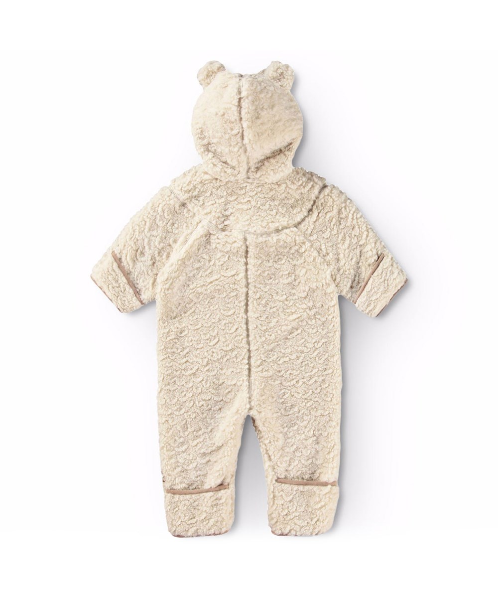 Umeko - White Noise - Råhvid babydragt i fleece med bamseører