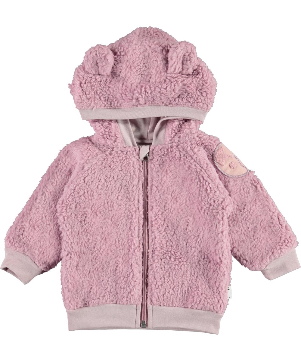 Ummi - Blue Pink - Pink baby fleecejakke med ører