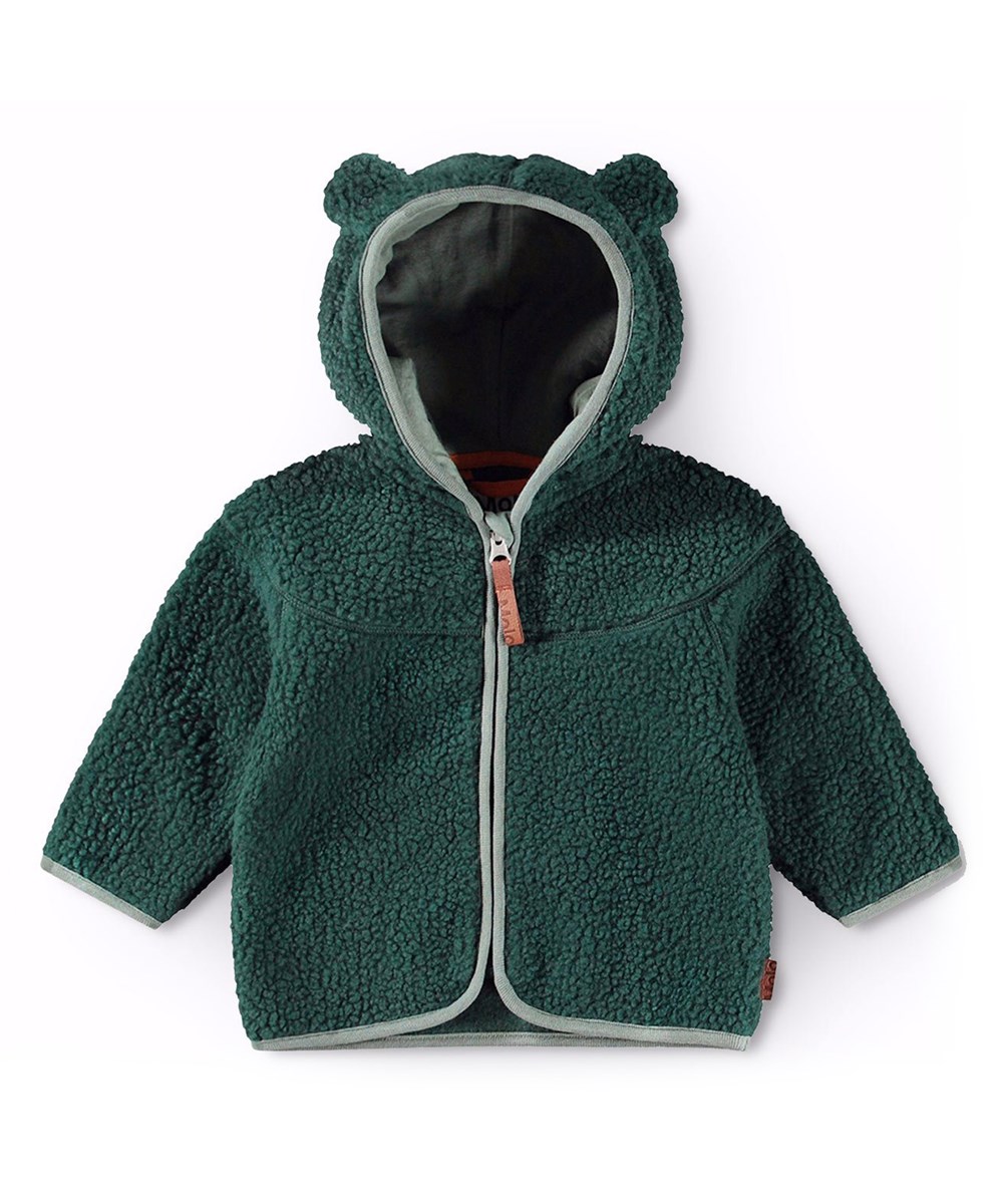 Ummi - Ponderosa Pine - Mørkegrøn babyjakke i fleece med bamseører