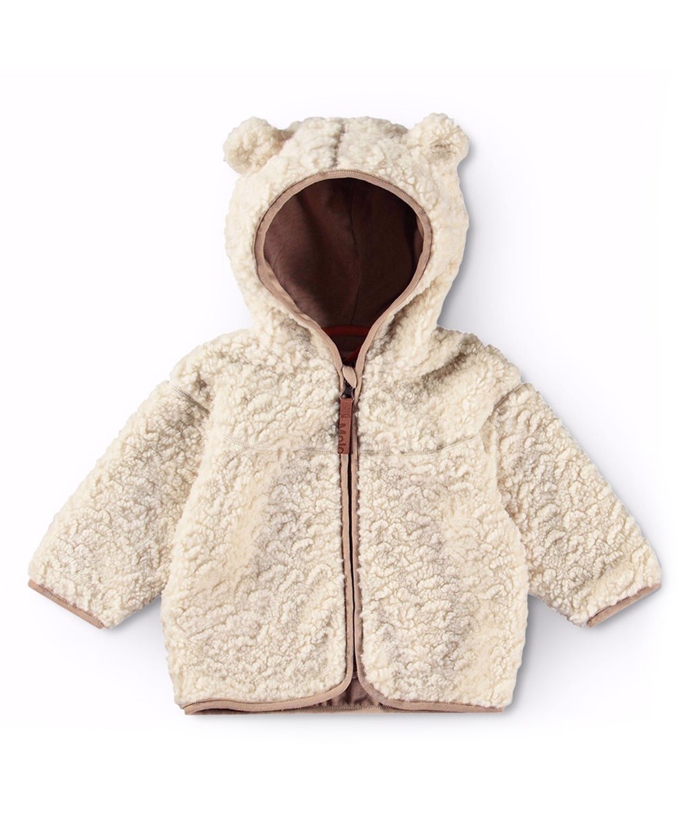 Ummi - White Noise - Råhvid babyjakke i fleece med bamseører
