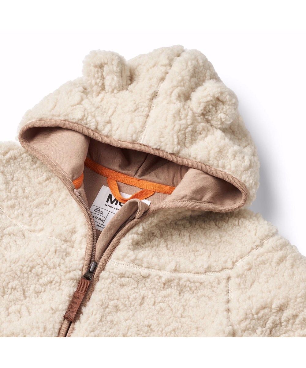 Ummi - White Noise - Råhvid babyjakke i fleece med bamseører