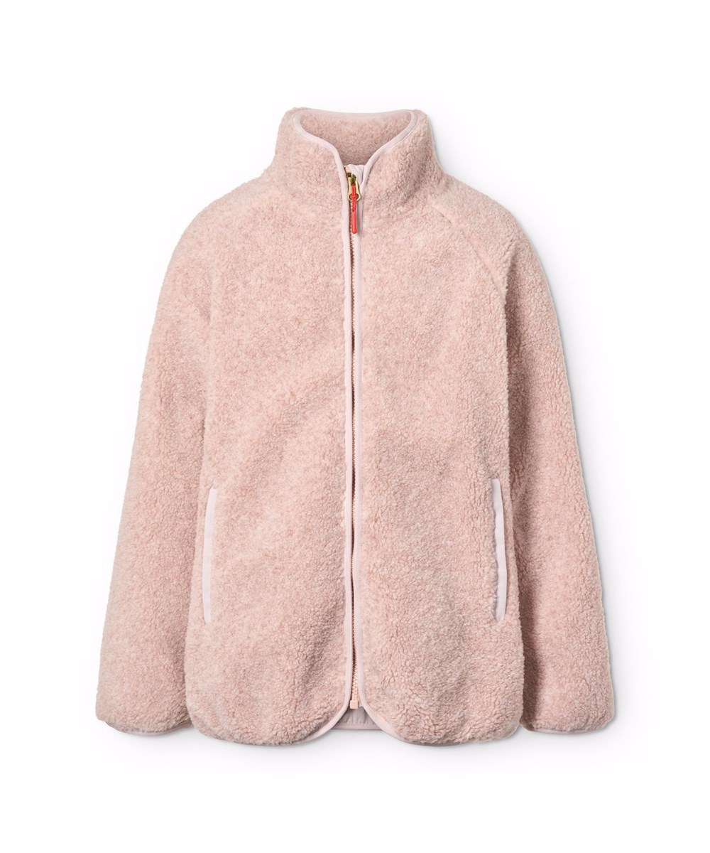 Unique - Mahogany Rose - Lyserød blød fleecejakke til børn i genanvendt polyester med matchende ribkanter samt foret med blødt bomuld.