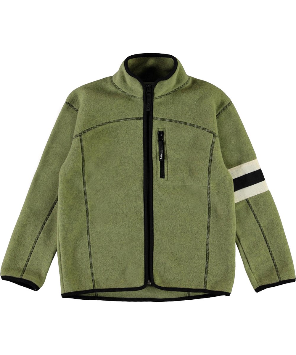 Urbano - Khaki Green - Grøn fleecejakke med striber