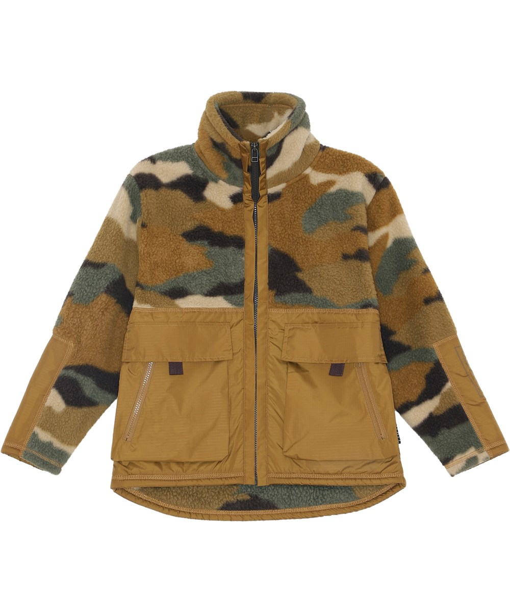 Utha - Autumn Camo 5 - Recycled brun camouflage fleece jakke 