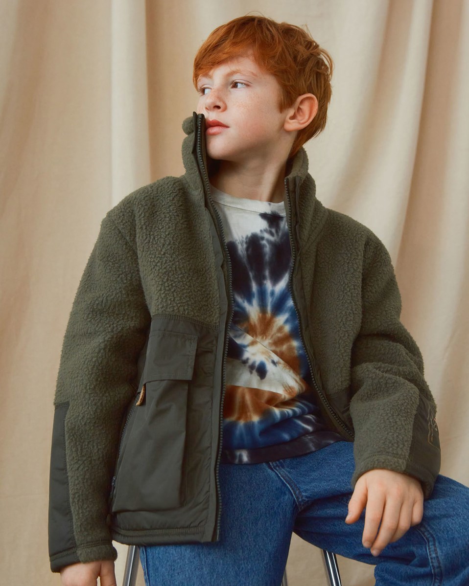 Utha - Forest - Recycled mørkegrøn fleece jakke 