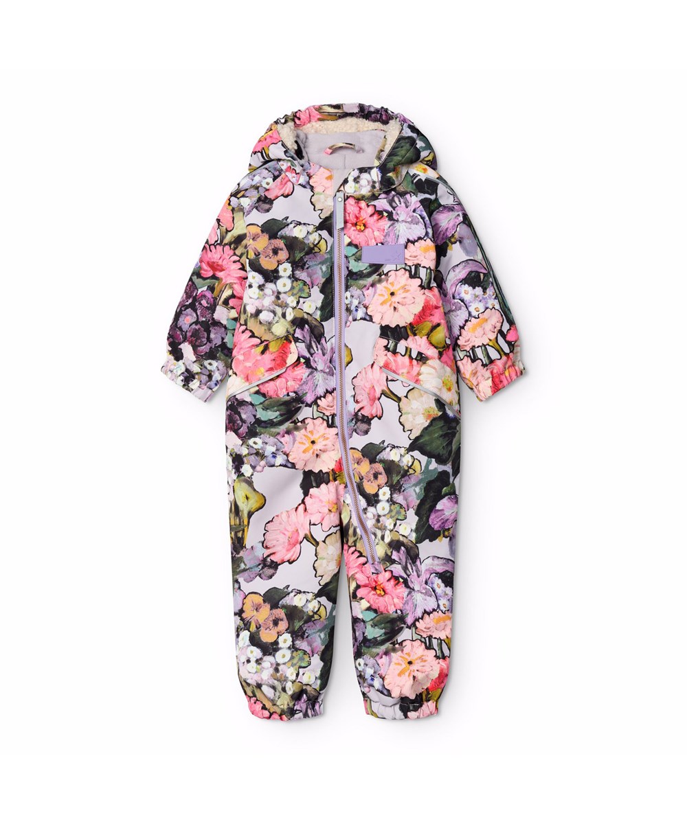 Hyde - Flower Art - Vandafvisende blomstret flyverdragt til de mindste, fremstillet i genanvendt polyester.