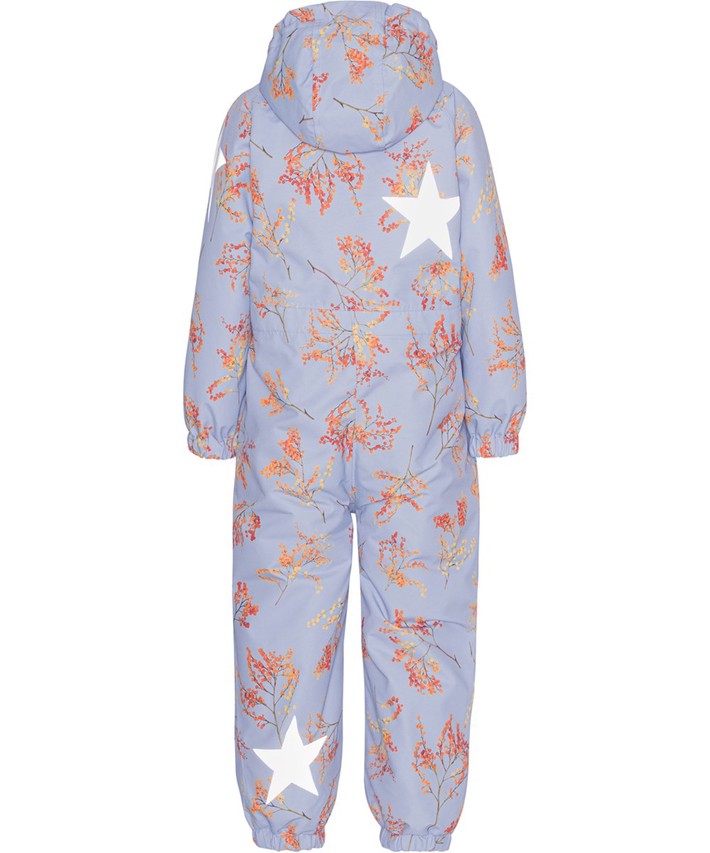 Pingo - Cosmic Mimosa - Recycled lyslilla flyverdragt med print af orange grene