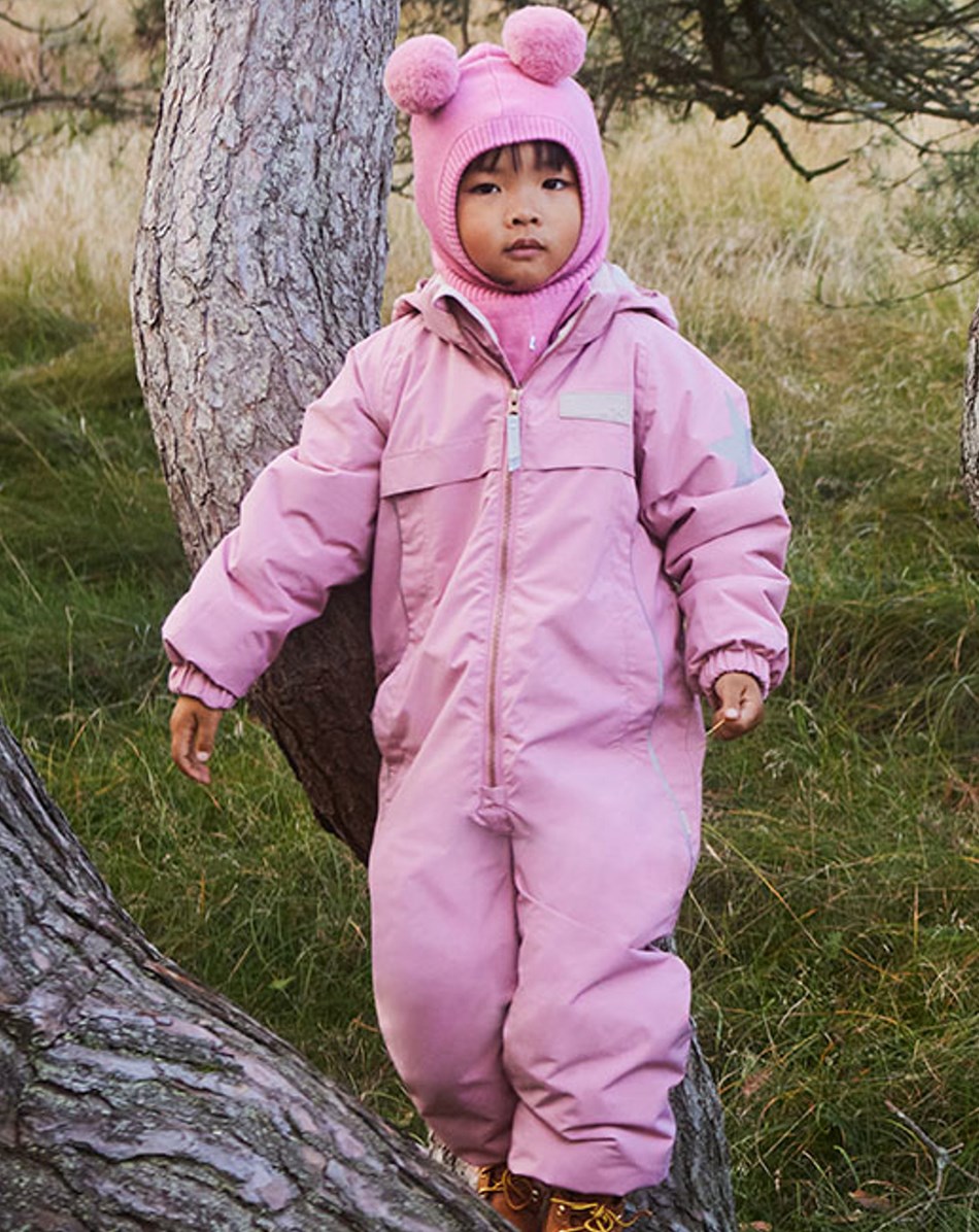 Pingo - Fox Glove - Recycled lyserød flyverdragt med reflekser