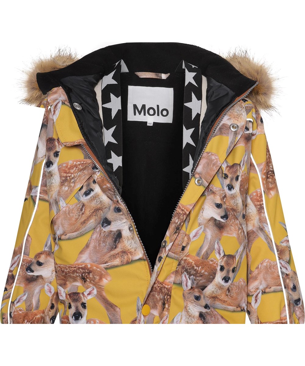 Polaris Fur - Fawns - Recycled gul flyverdragt med print af rådyr