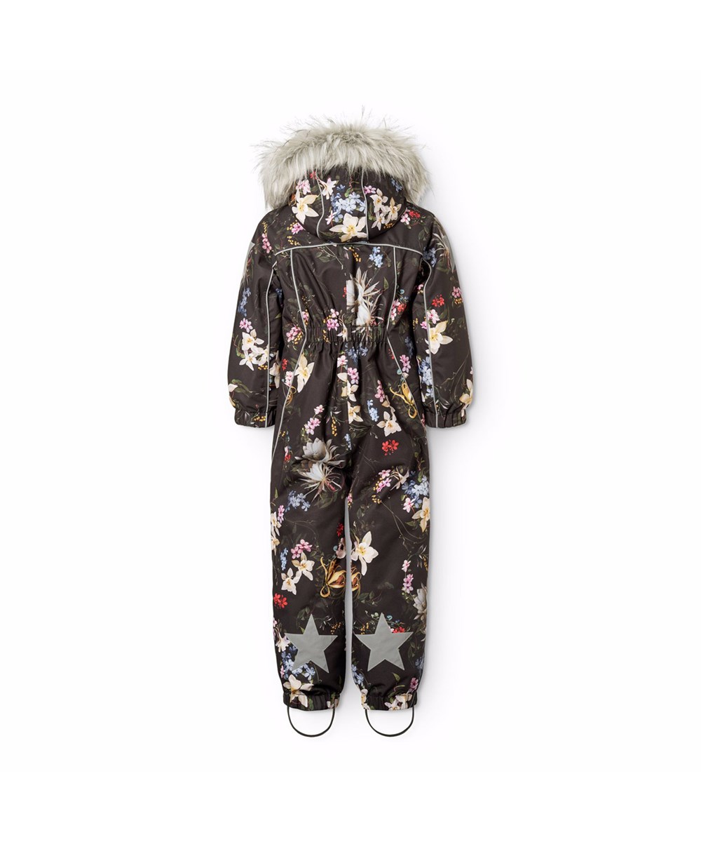 Polaris Fur - Paisley Flowers - Vind- og vandtæt mørkegrøn flyverdragt til en kold vinter eller skiferien til en kold vinter eller skiferien i genanvendt polyester og vatteret med 3M™ Thinsulate™.
