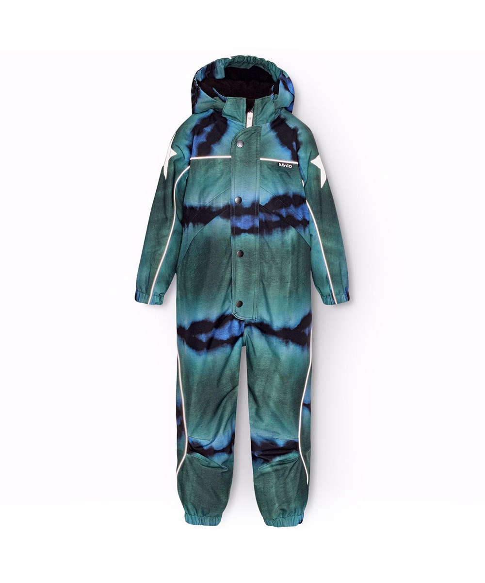 Polaris - Tie Dye Magic - Flyverdragt til en kold vinter i genanvendt polyester, i grønt og blåt  tie-dye. Dragten er vind og vandtæt og foret med 3M™ Thinsulate™