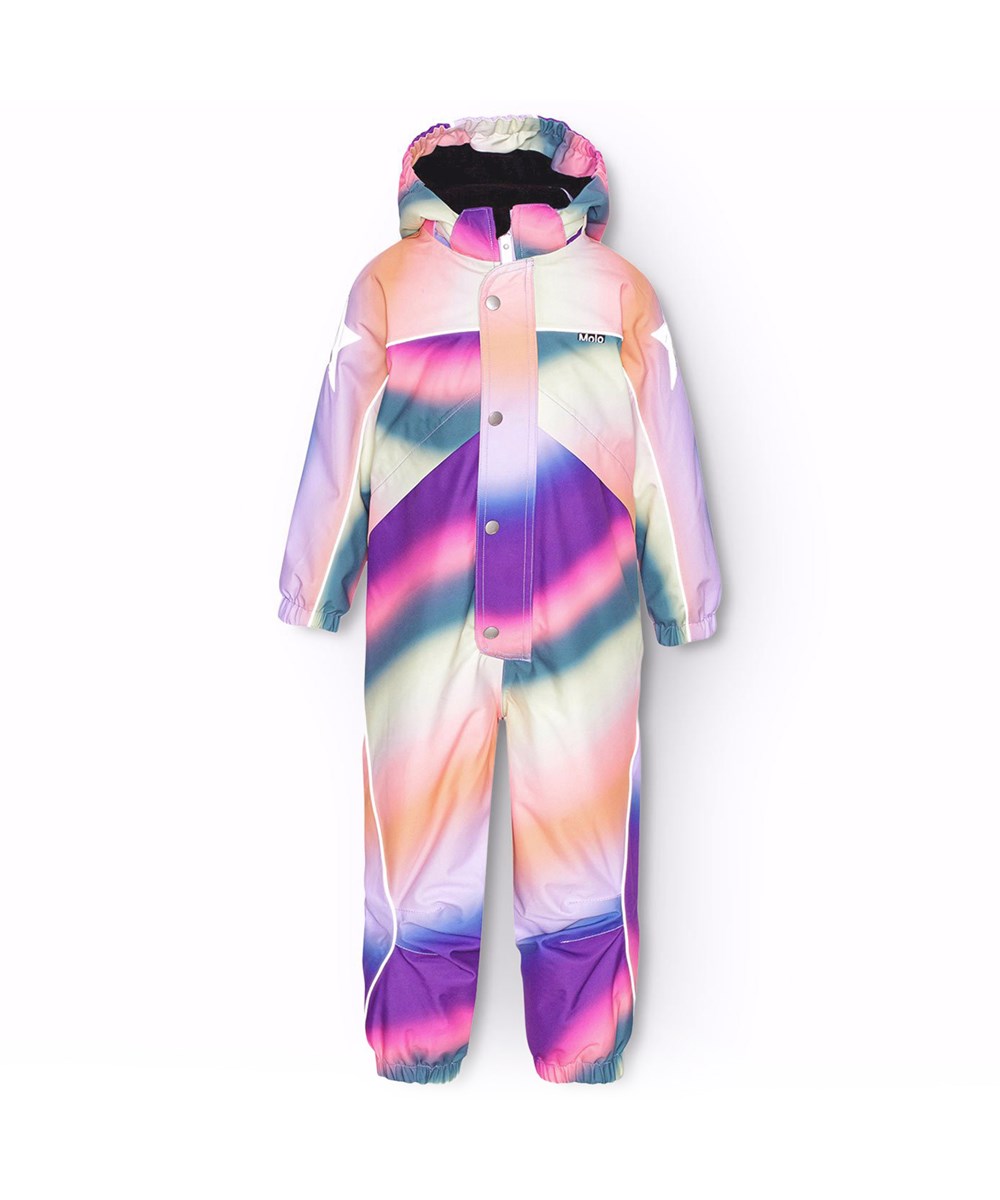 Polaris - Wavy Rainbow - Flyverdragt til en kold vinter i genanvendt polyester, med et multifarvet bøljet grafitti print. Dragten er vind og vandtæt og foret med 3M™ Thinsulate™