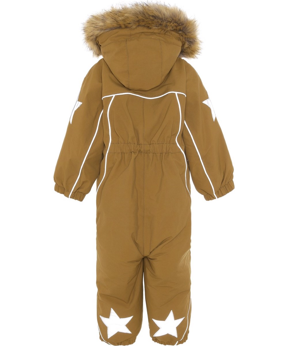Pyxis Fur - Earthy - Recycled brun flyverdragt med pels krave