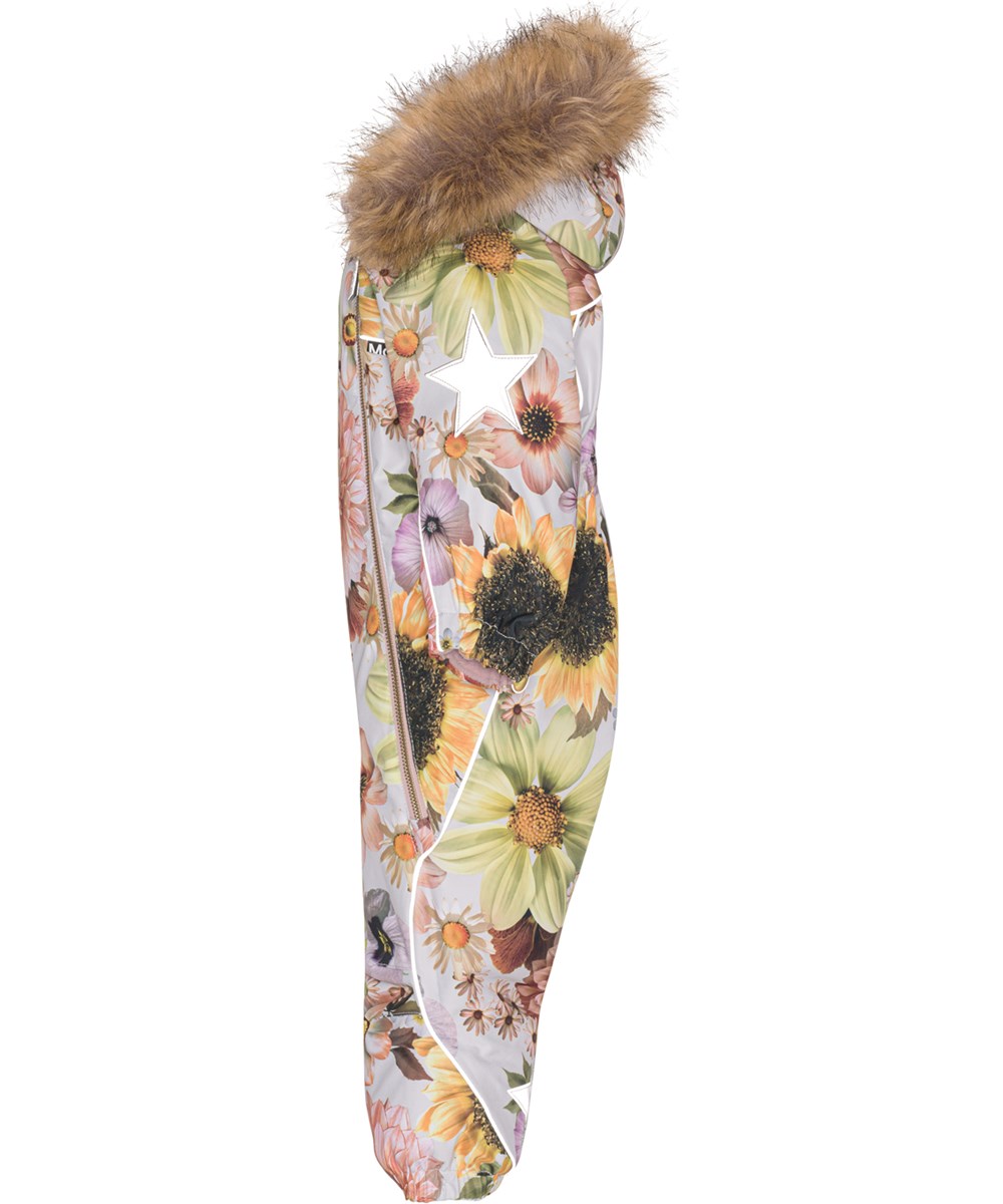 Pyxis Fur - Retro Flowers - Recycled flyverdragt med blomster print