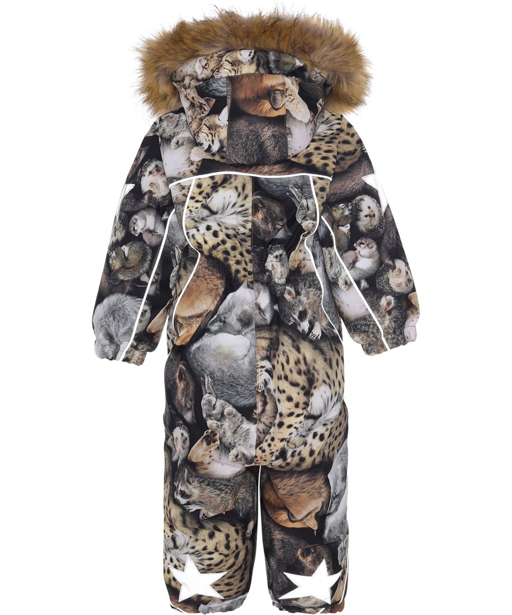 Pyxis Fur - Sleeping Cubs - Recycled flyverdragt med dyre print og pels