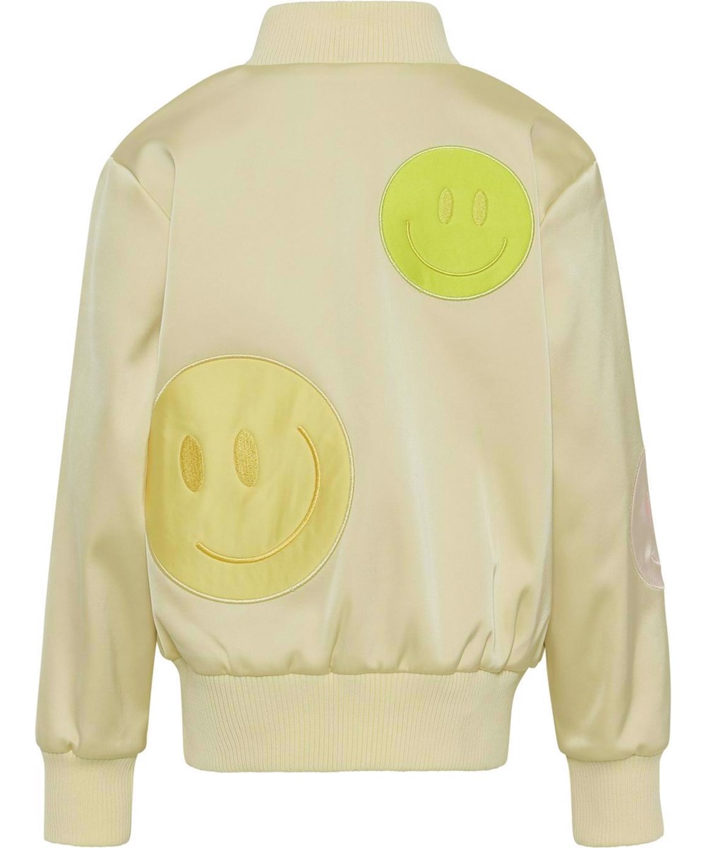 Hazel - Pearled Ivory - Gul bomber jakke med patches.