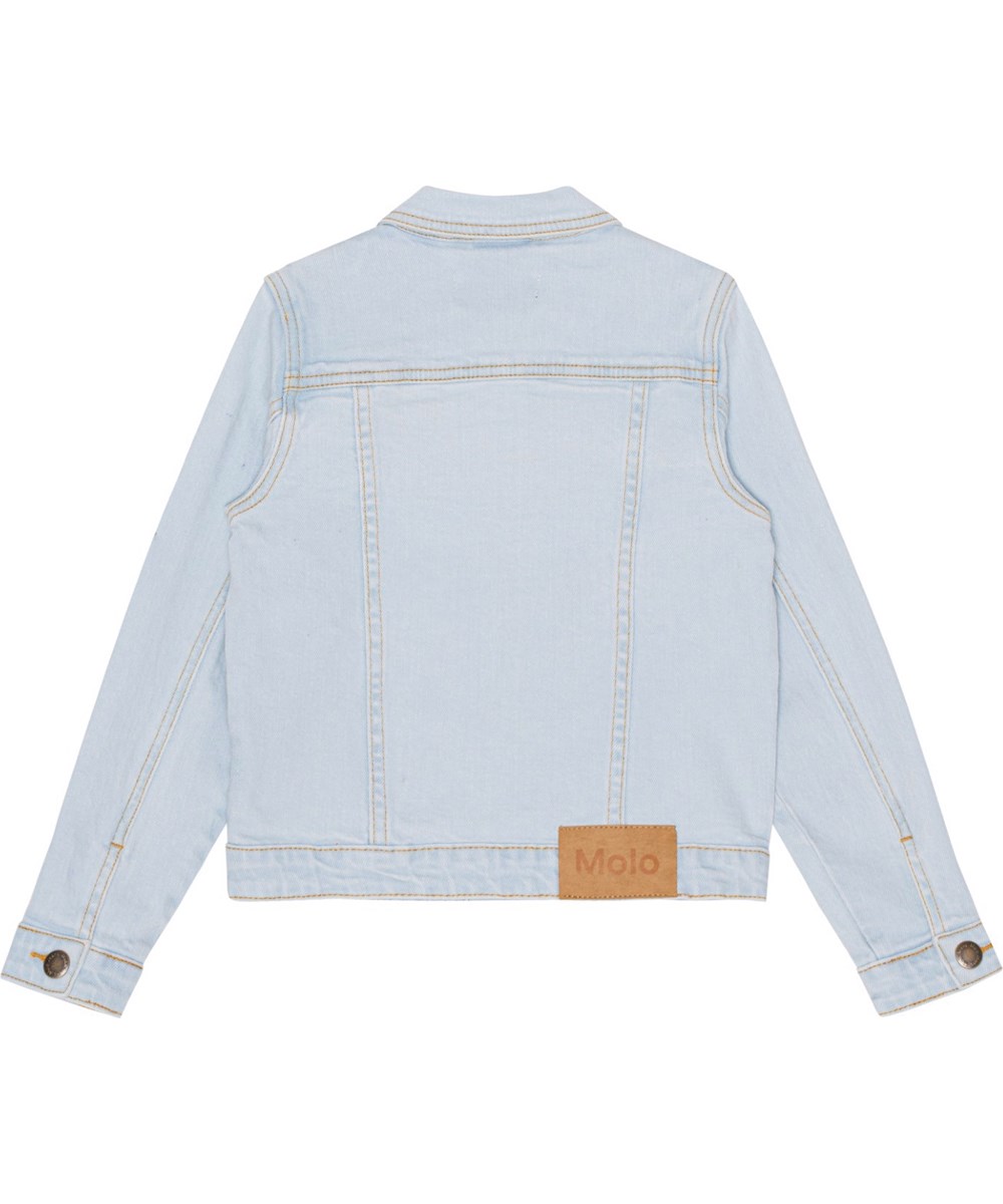 Heidi - Cool Bleach - Lyseblå, tætsiddende denimjakke til børn.