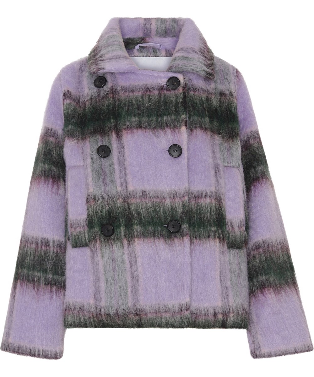 Helle - Lilac Check - Lilla ternet jakke med knapper