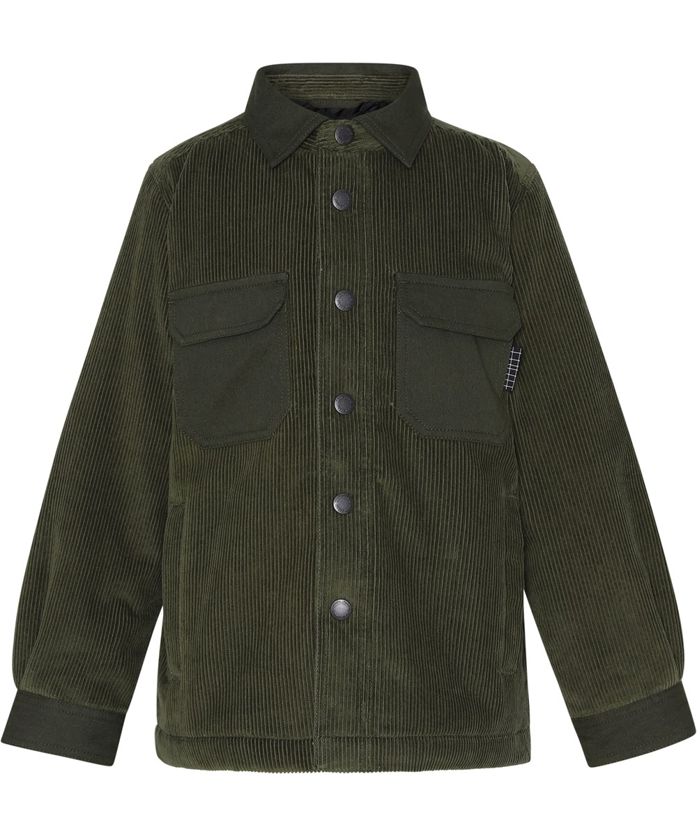 Henley - Vegetation - Mørkegrøn fløjls overshirt med lommer