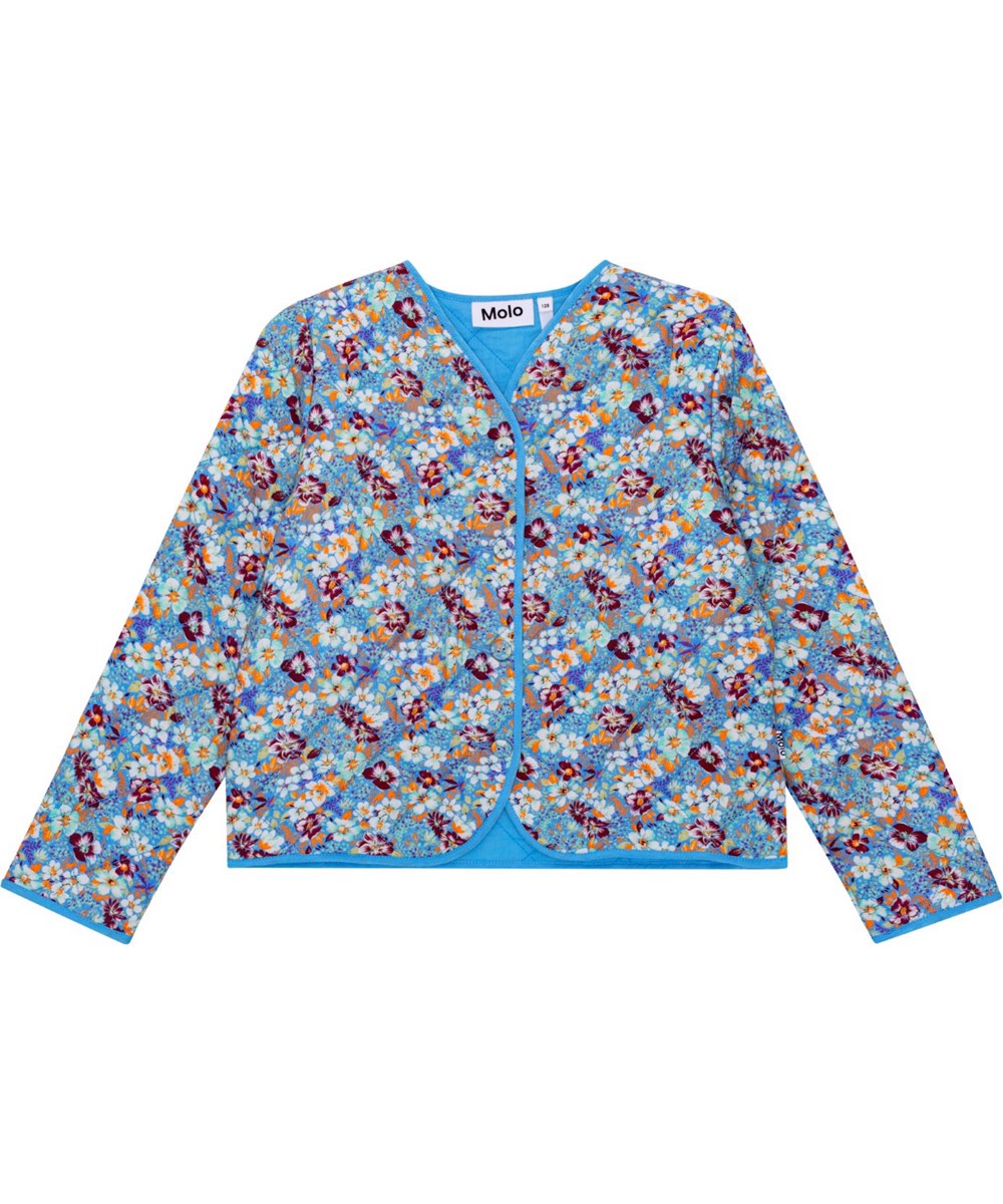 Herdis - Spring Bloom Mini - Sommerjakke til børn i bomuld med blomsterprint.