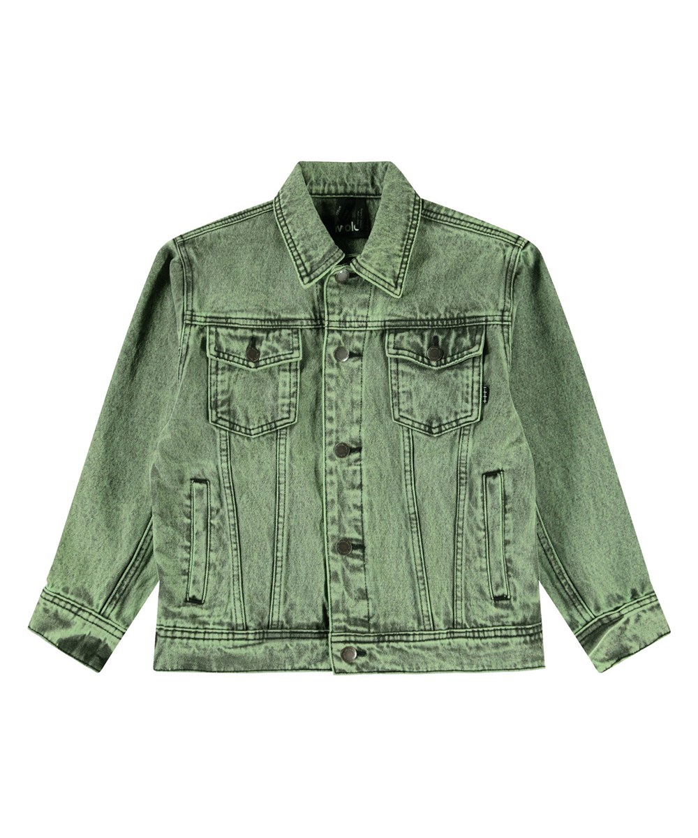 Honore - Cambuci Dye - Grøn denimjakke til børn i vasket bomuldslook.