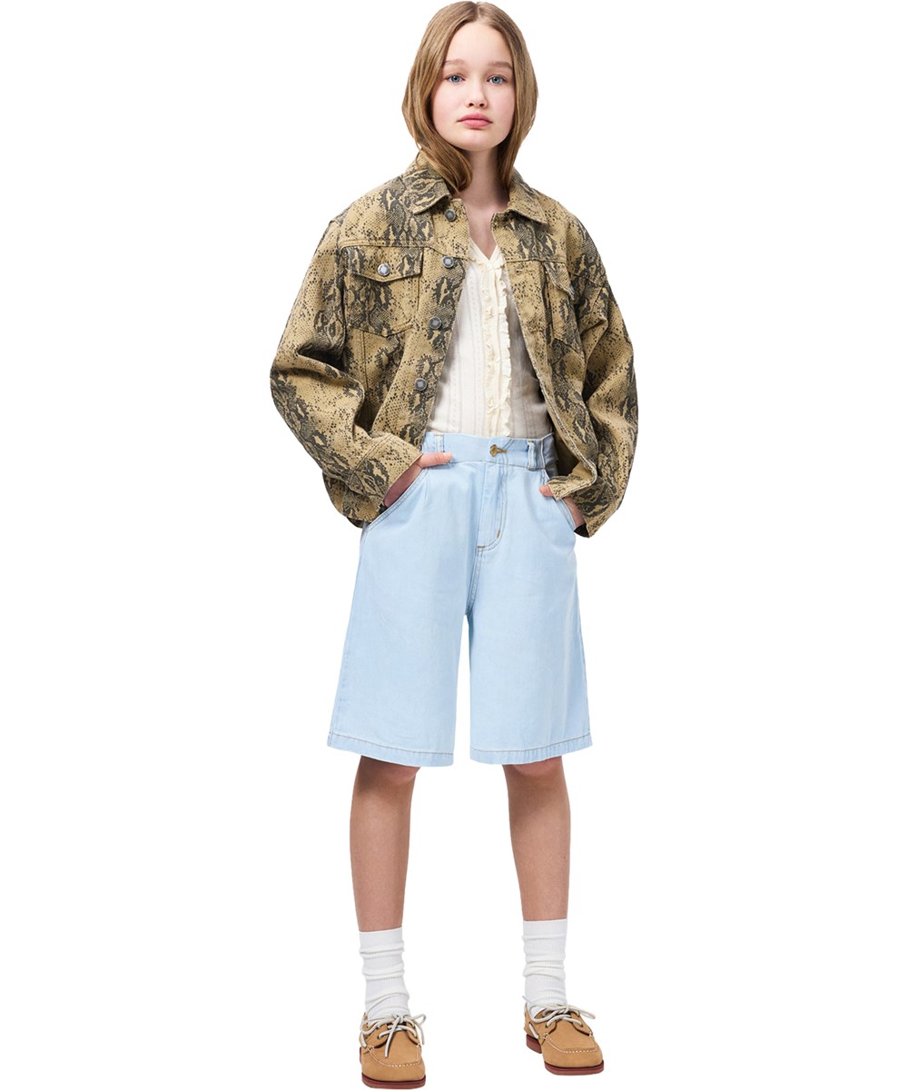 Honore - Snake Structure - Brun denim jakke i bomuld med slangeprint til børn