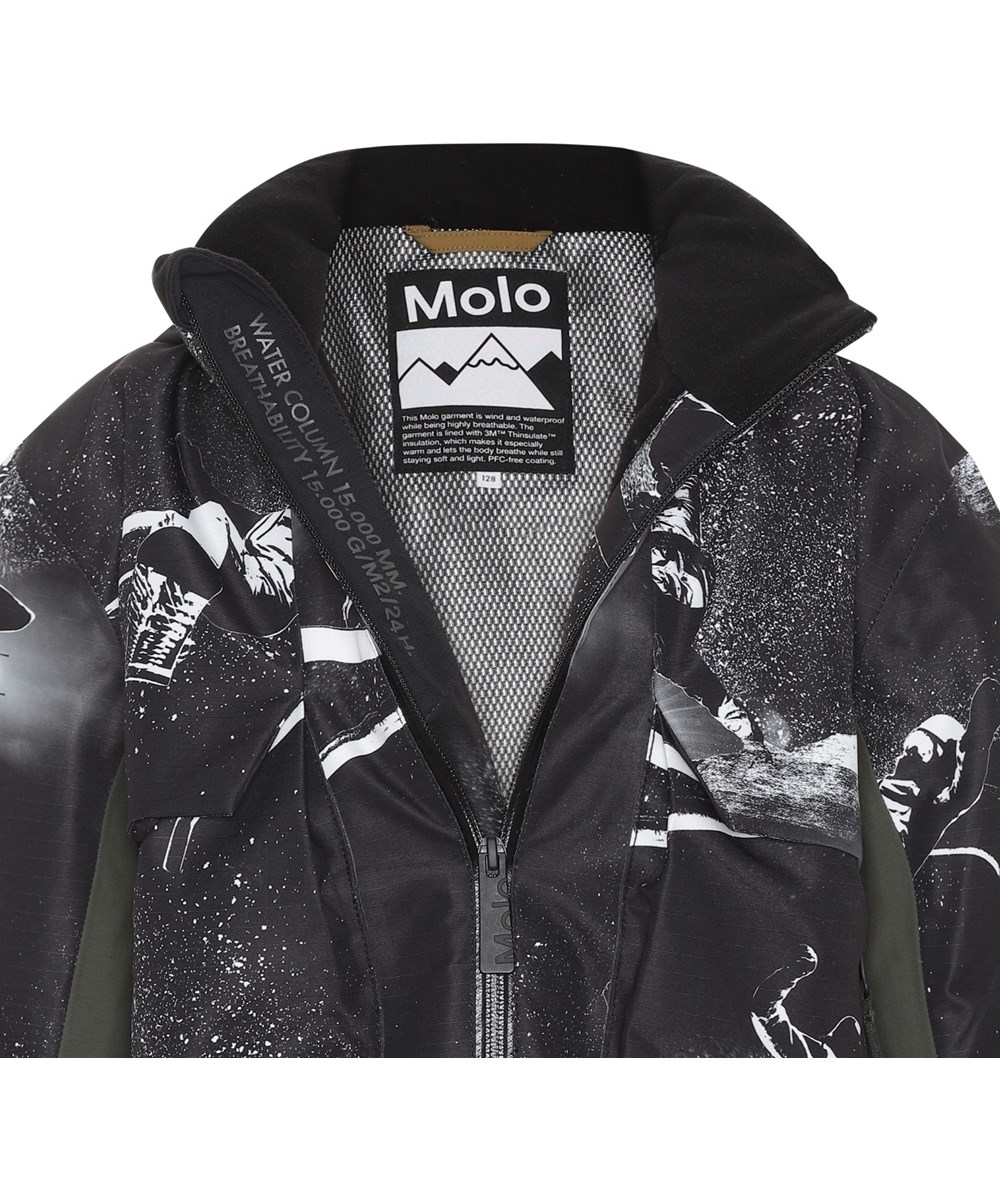 Alpine - 360 By Night - Recycled sort skijakke med snowborder print