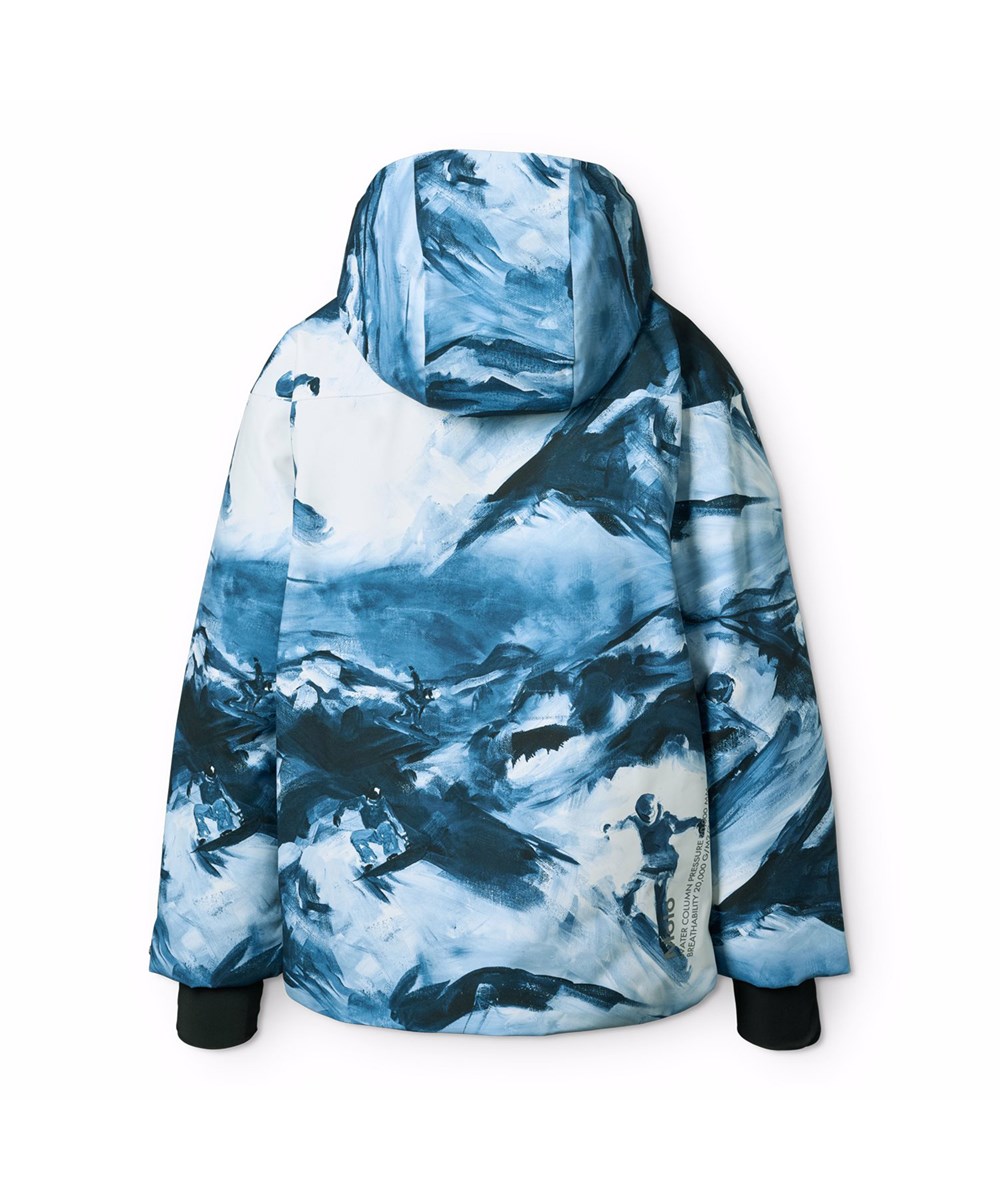 Alpine - Arty Mountains - Vind- og vandtæt blå og hvid vinterjakke til børn i genanvendt polyester samt vatteret med 3M™ Thinsulate™.