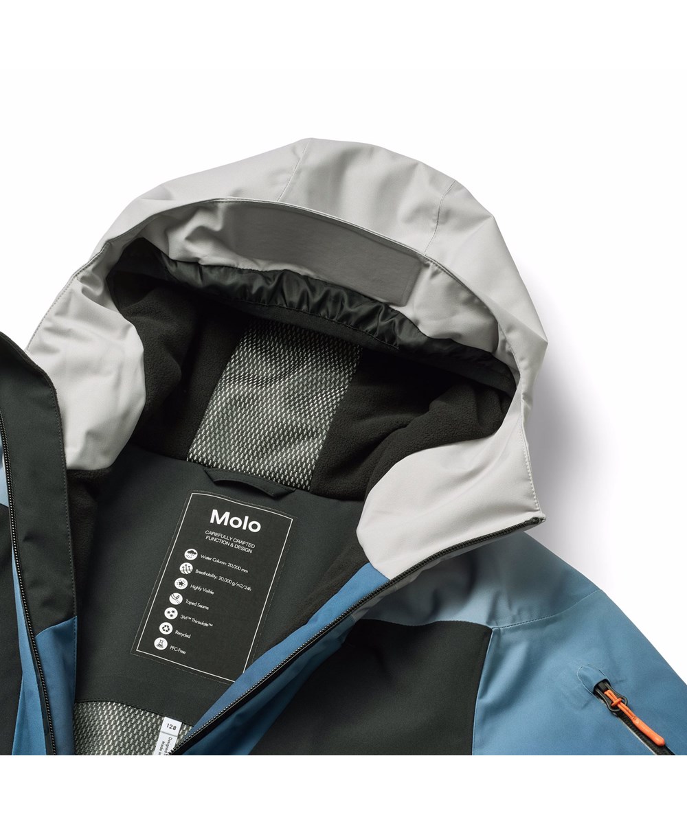 Alpine - Blue Ice - Vind- og vandtæt blå vinterjakke til børn i genanvendt polyester samt vatteret med 3M™ Thinsulate™.