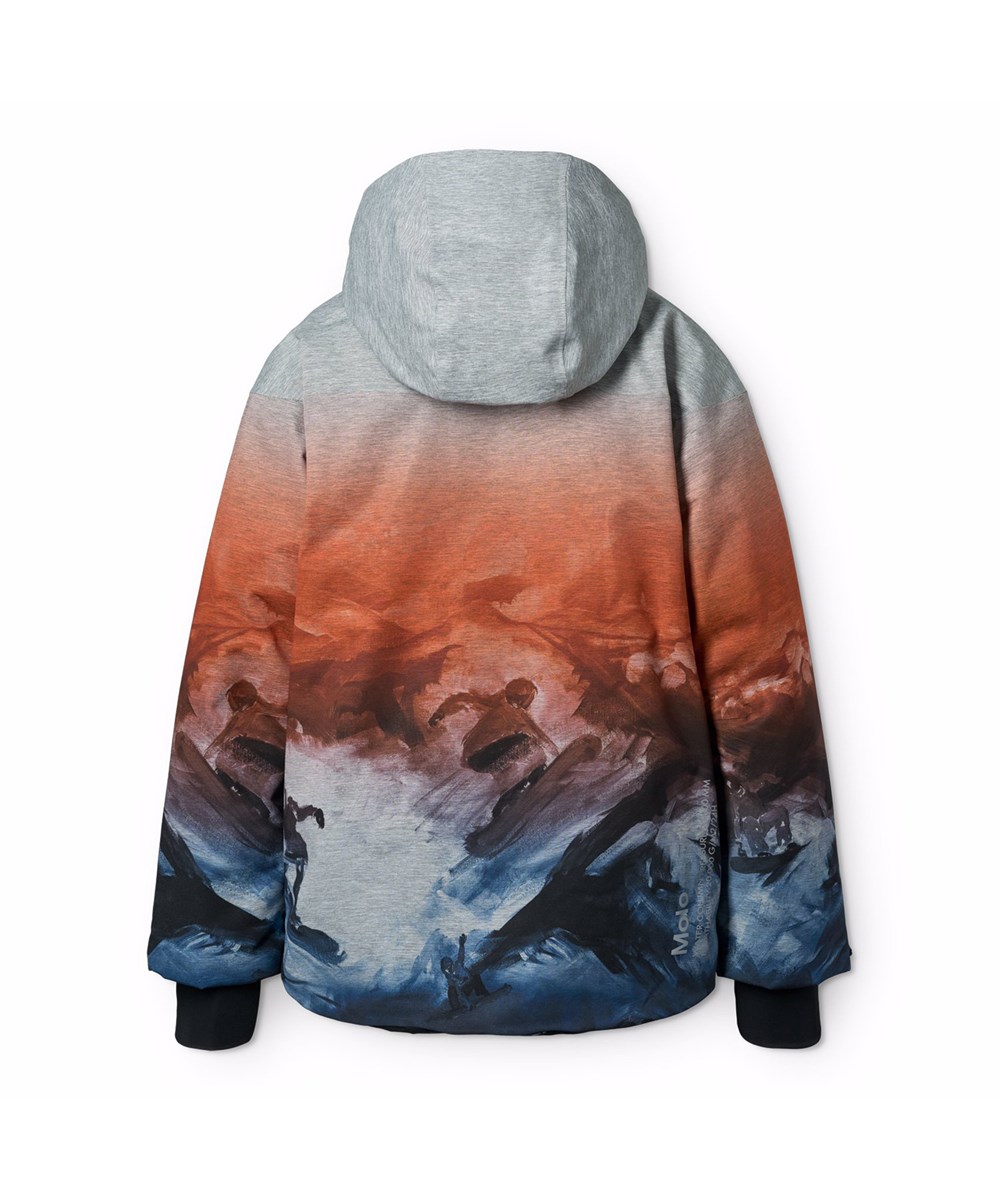 Alpine - Sunrise - Vind- og vandtæt grå, orange og blå vinterjakke til børn i genanvendt polyester samt vatteret med 3M™ Thinsulate™.