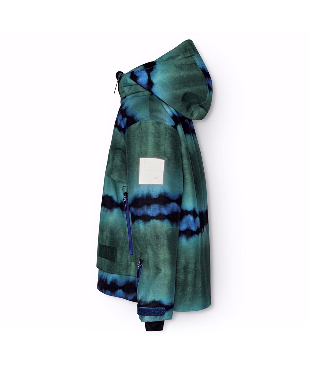 Alpine - Tie Dye Magic - Den perfekte vind- og vandtætte skijakke i genanvendt polyester, foret med fleece og 3M™ Thinsulate™, i grønt og blåt tie-dye
