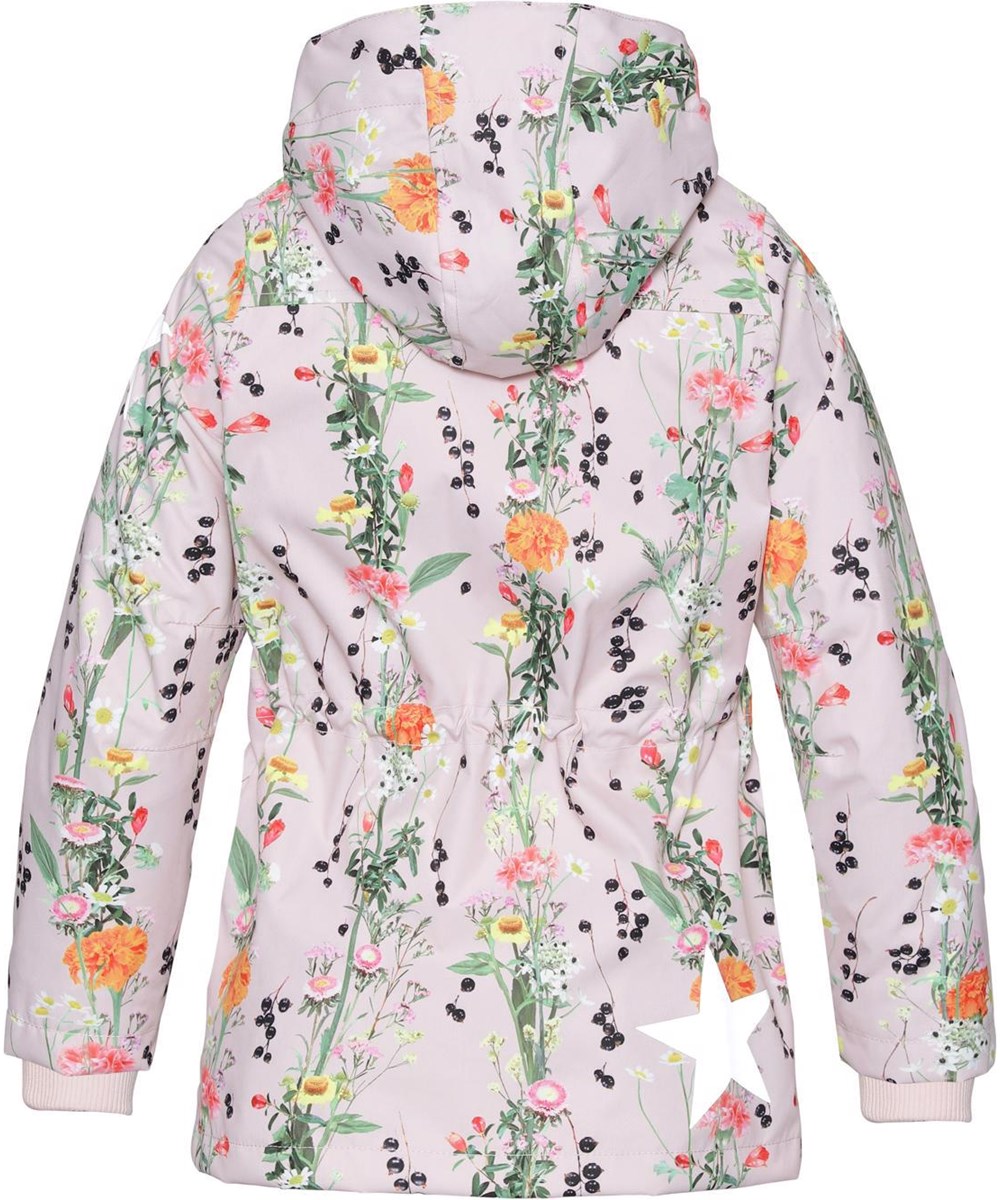 Carole - Vertical Flowers - Parka jakke i lyserød med blomster print