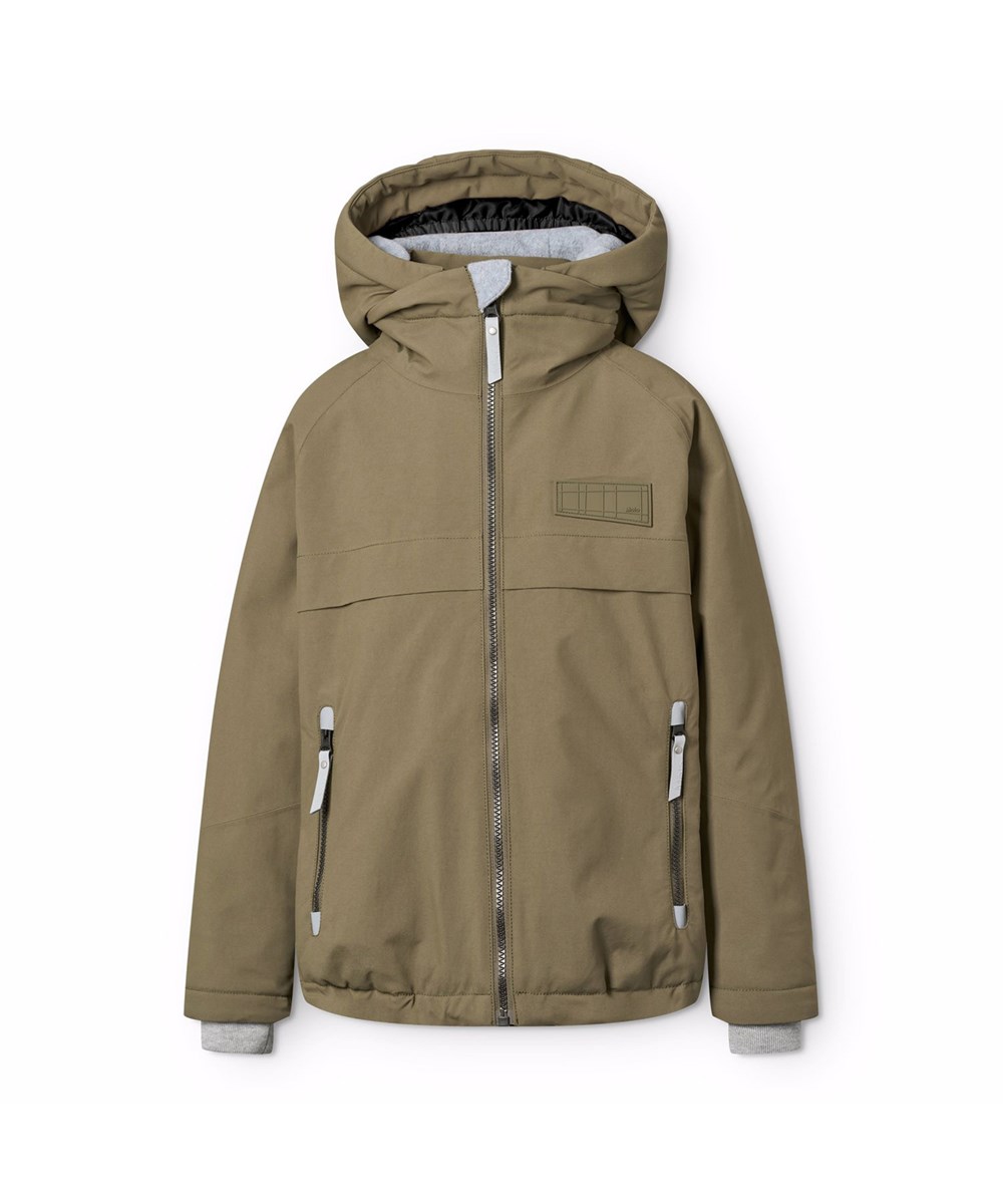 Castor - Bark Green - Vind- og vandtæt mørkegrøn vinterjakke til børn i genanvendt nylon samt vatteret med 3M™ Thinsulate™.