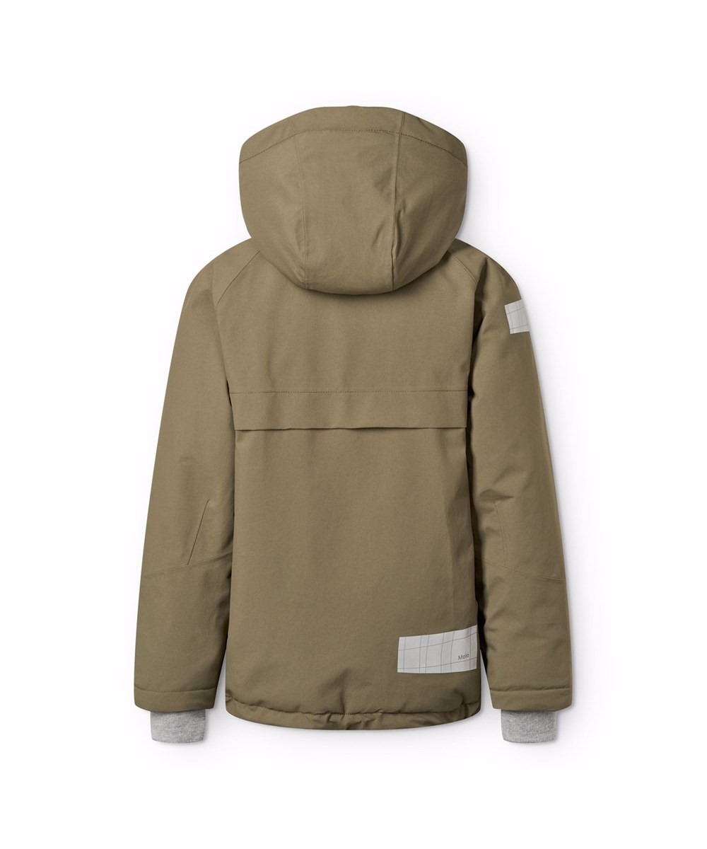 Castor - Bark Green - Vind- og vandtæt mørkegrøn vinterjakke til børn i genanvendt nylon samt vatteret med 3M™ Thinsulate™.