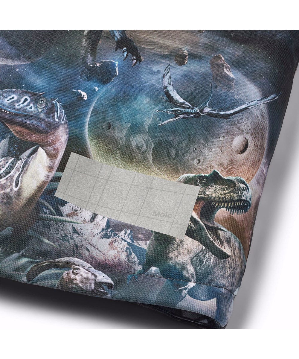 Castor - Dino In Space - Vind- og vandtæt vinterjakke til en kold vinter i genanvendt polyester, med et print af dinosauer i rummet i blå, grønne og brune nuancer samt foret med 3M™ Thinsulate™