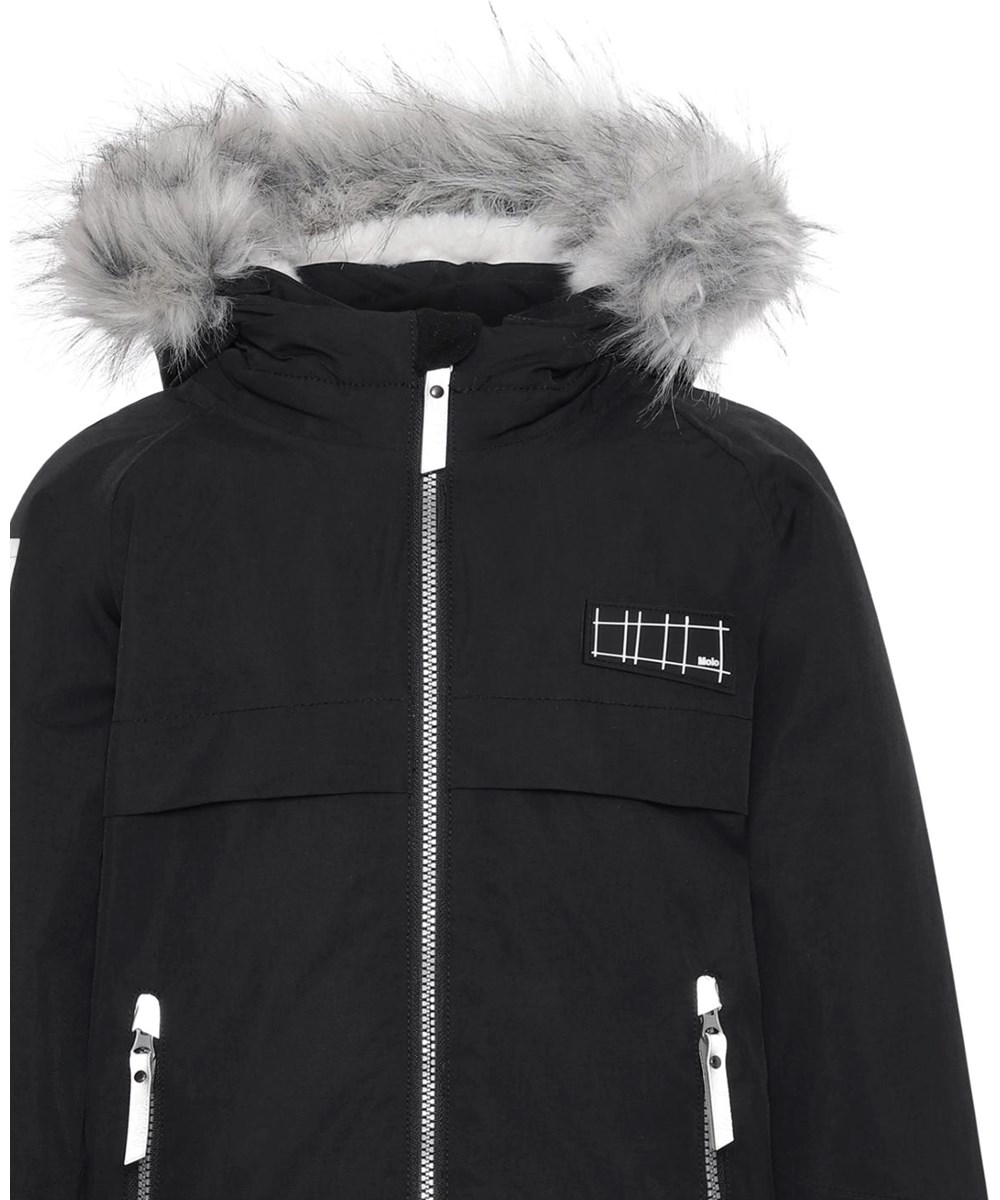 Castor Fur - Black - Recycled vinterjakke i sort med faux fur