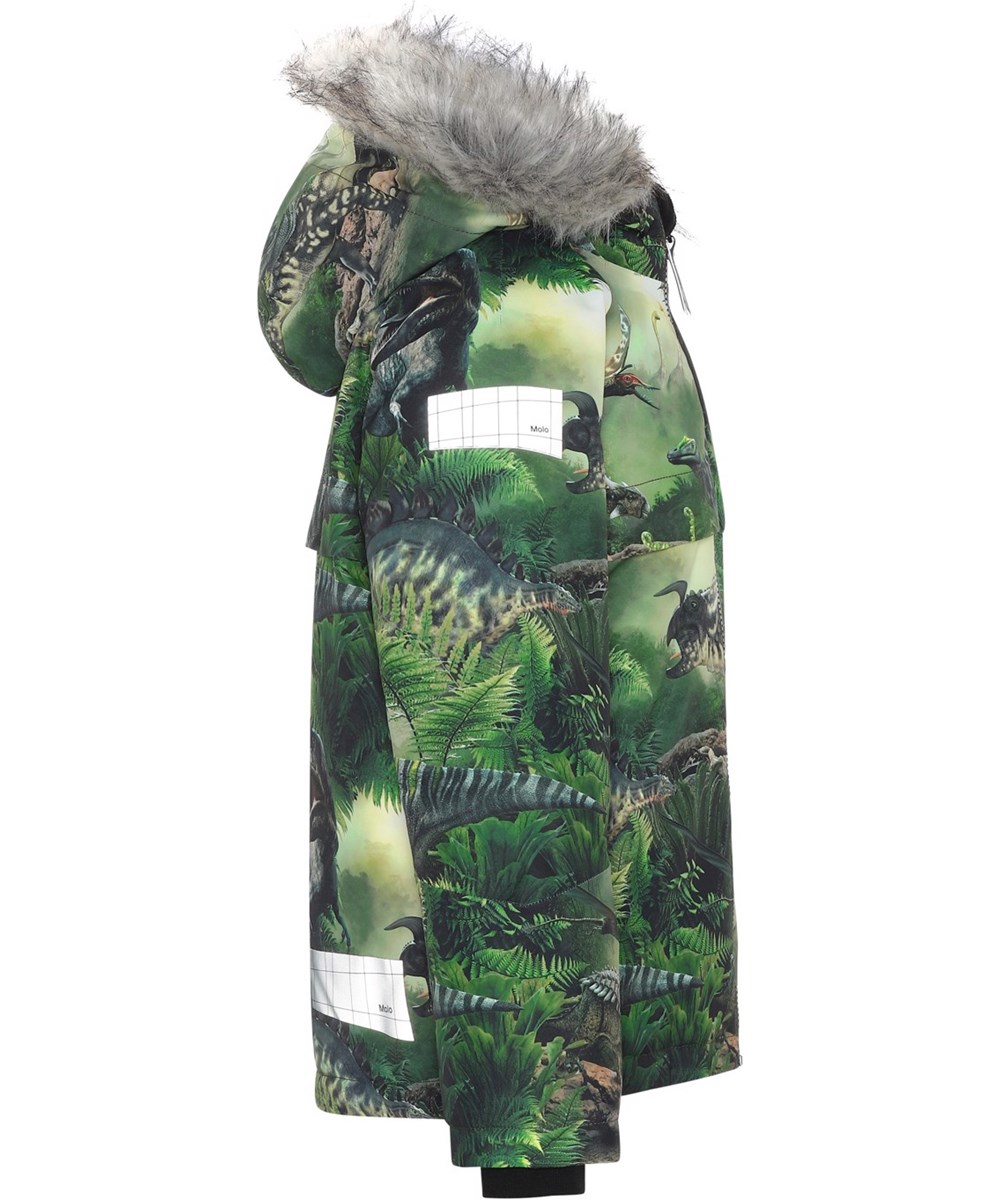 Castor Fur - Dino Forest - Recycled grøn vinterjakke med dinosaur print