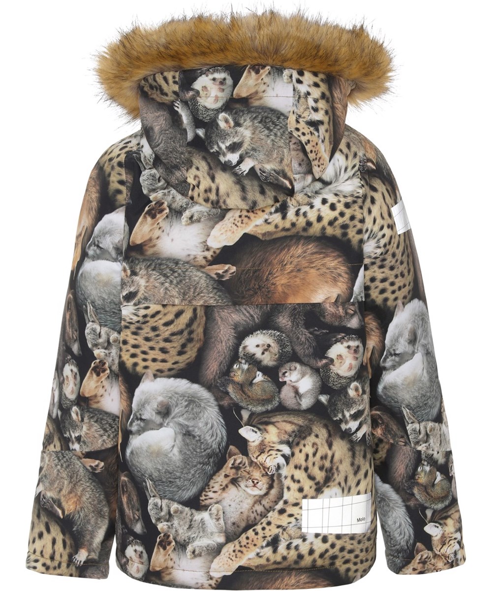 Castor Fur - Sleeping Cubs - Recycled vinterjakke med dyre print