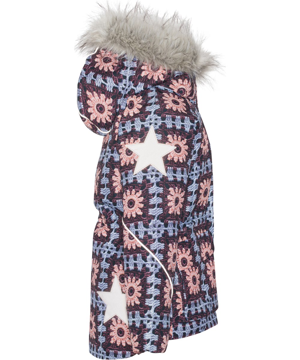 Cathy Fur - Crochet - Recycled vinterjakke med hæklet print