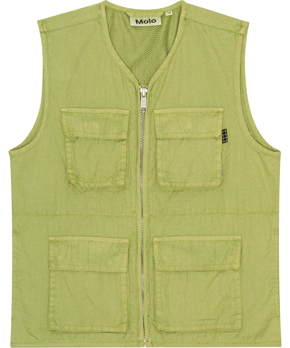 Haiko - Sage - Olivengrøn vest i bomuld.